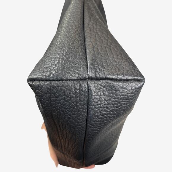 Dooney & Bourke AWL Pebbled Leather Hobo Black British Tan Trim Vintage - Picture 14 of 16